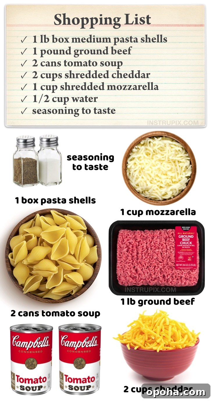 Cheesy Hamburger Dinner Casserole Recipe for Weeknight Meals 3 Looking for quick and easy ground beef dinner recipes for your family? If you have picky kids, they are going to love this simple hamburger casserole! It's made with just a few cheap ingredients and feeds a large family, plus it is really good leftover for a second meal the next day. A great budget friendly meal for busy weeknights! Perfect for busy moms and dads with hungry kids. So yummy and comforting. How can you go wrong with cheesy pasta and ground beef?