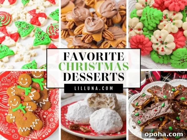 Collage of Christmas dessert recipes perfect for the Holiday season!