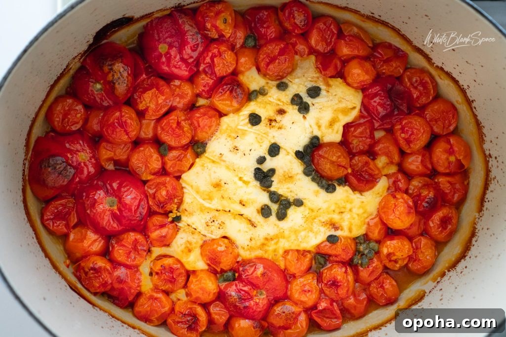 Tomatoes and brie out of the oven