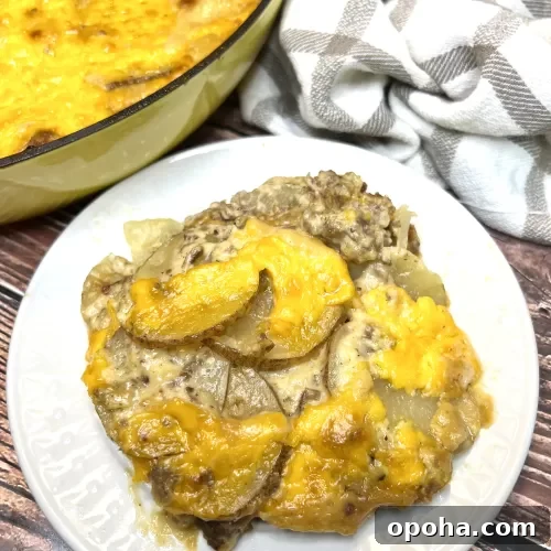 Cheesy Potatoes and Ground Beef Casserole
