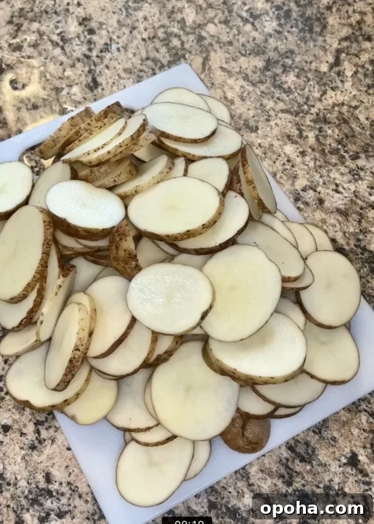 Sliced potatoes