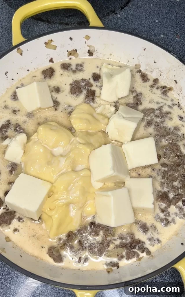 Mixing potatoes and beef