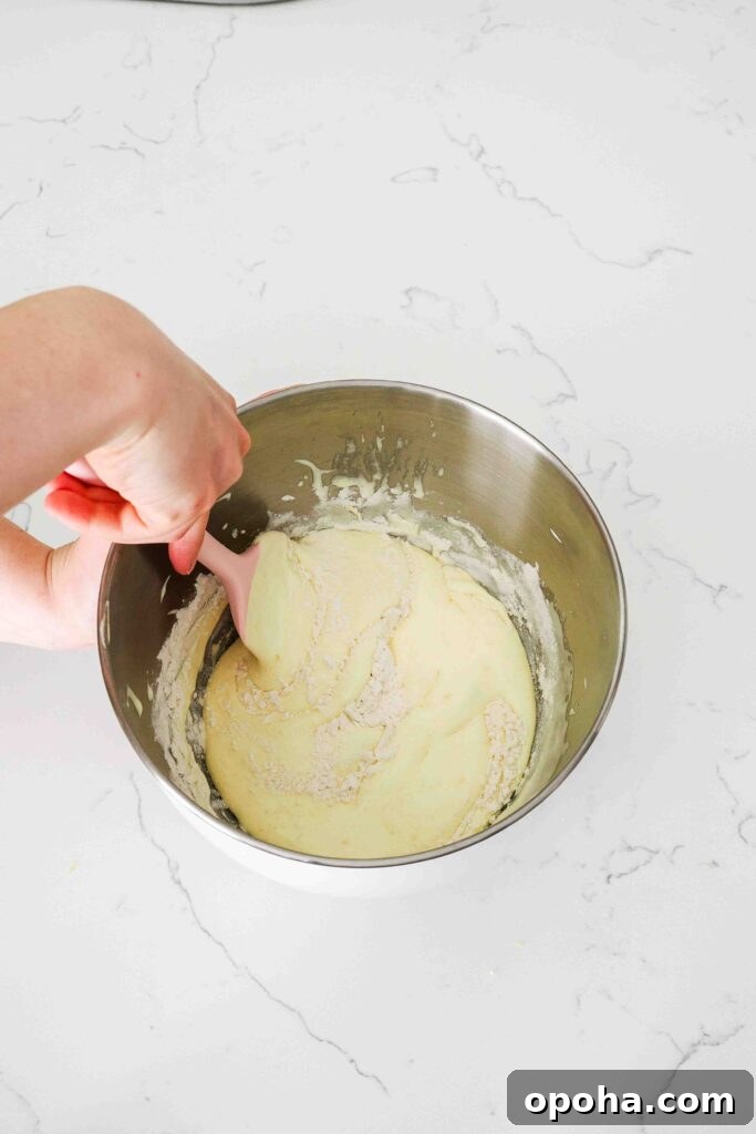 Zesty Lemon Madeleines: Classic French Tea Cakes Recipe 8 Flour is folded into ribboned eggs.