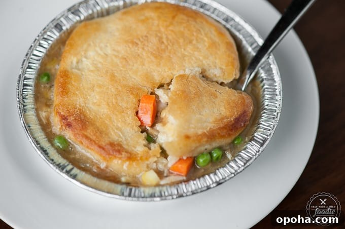 mini chicken pot pie in pie tin