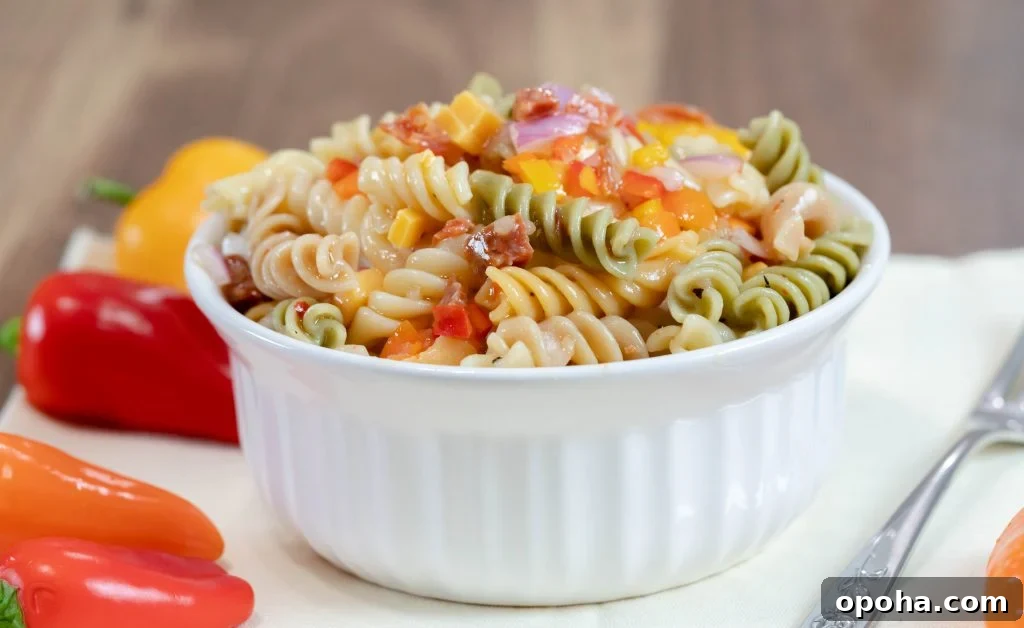 Classic Italian Pasta Salad Recipe for Summer Gatherings 2 Easy Italian Pasta Salad made with tricolor rotini pasta.