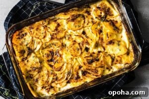 Crispy Air Fryer Baked Potatoes in 30 Minutes 4 scalloped potatoes overheadin baking dish