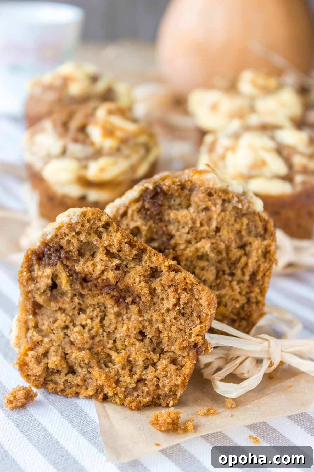 Pumpkin Cheesecake Muffins on plate