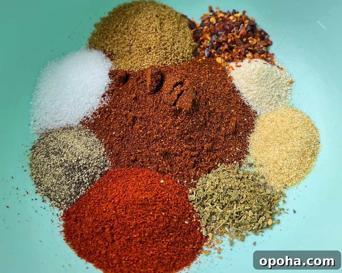 Taco Meat Recipe: Skillet, Instant Pot, or Crock Pot Options 8 all of the spices used for the taco seasoning shown in a bowl