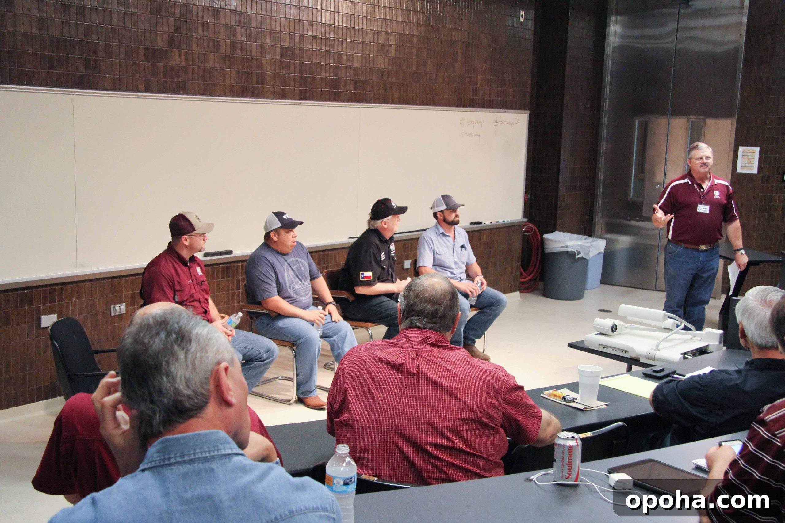 L-R: Bryan Bracewell of Southside Market, Israel Campos of Pody's BBQ, Kent Black of Black's BBQ, Ryan Zboril of Pitts & Spitts, Dr Jeff Savell.