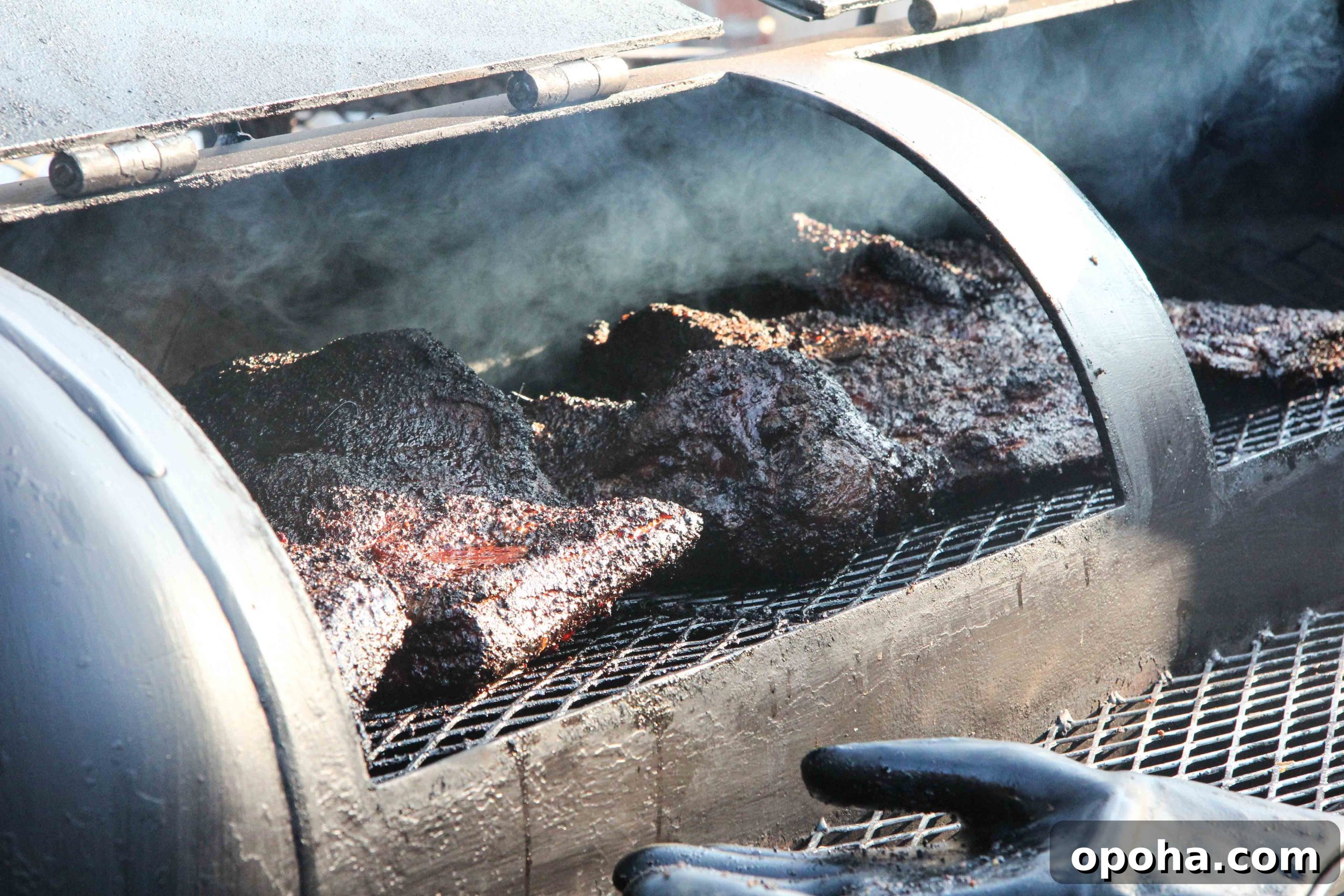 Briskets on the pit at Dr Savell's house
