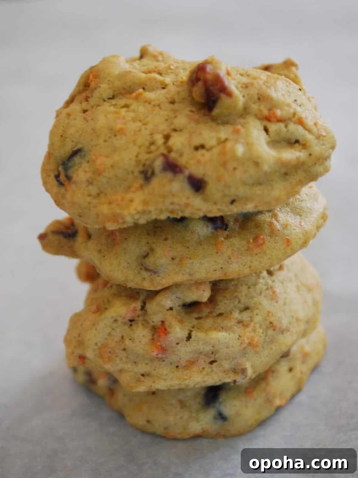 Carrot Cake Cookies Recipe — Moist Spiced Cookies with Cream Cheese Frosting 2 stack of carrot cake cookies