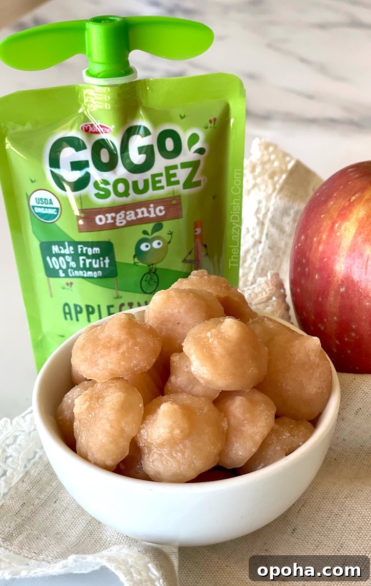 Frozen Applesauce Bites: Kid-Friendly Chilled Snack Recipe 13 Frozen Applesauce Bites | This fun and easy snack idea is not only healthy but super yummy! Toddlers and young children love them. My 2 year old gobbles them up. She likes how they just melt in her mouth. A great replacement for popsicles and ice cream!