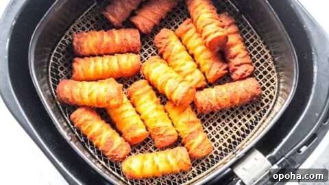 Air Fryer frozen potato croquettes: crunchy outside, soft inside.