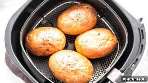 These Air Fryer Baked Potatoes are fast and delicious.