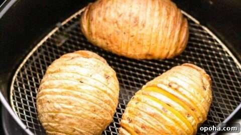 Air Fryer Hasselback potatoes are a great side dish in less than 20 minutes.