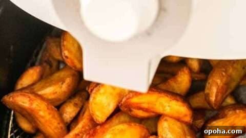 Air Fryer frozen potato wedges are crispy without extra oil.