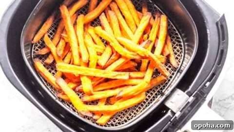 Air Fryer sweet potato fries: golden brown and crispy in under 15 minutes.
