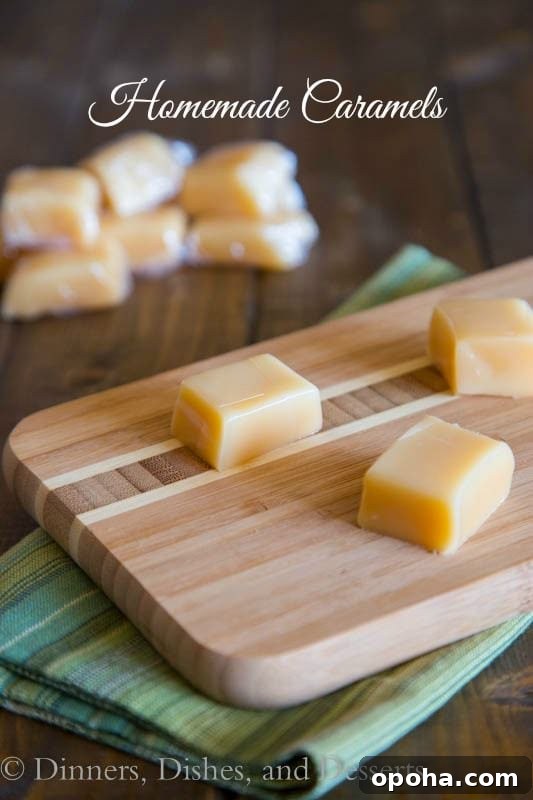 homemade caramels on a board