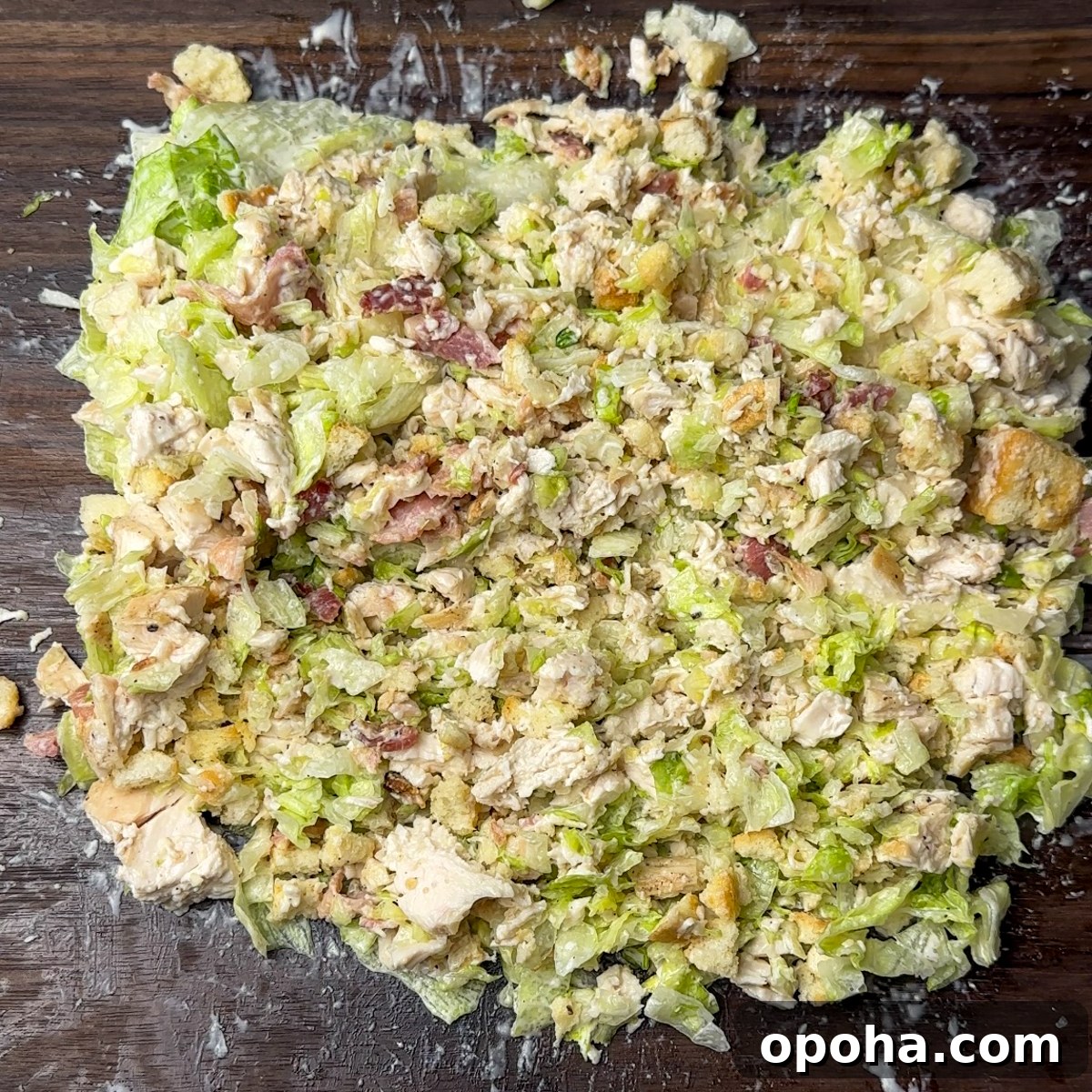 Crispy Chicken Caesar Salad Wrap Recipe 5 Chop everything up!