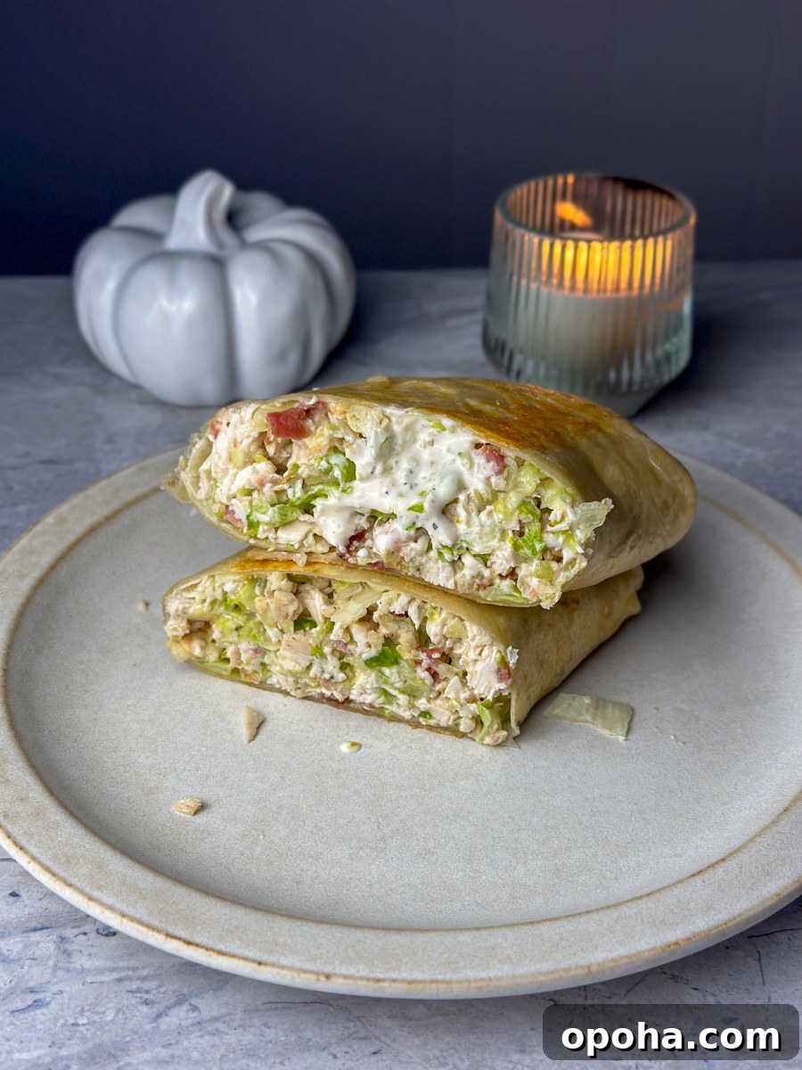 Crispy Chicken Caesar Salad Wrap Recipe 9 chopped chicken ceasar wrap
