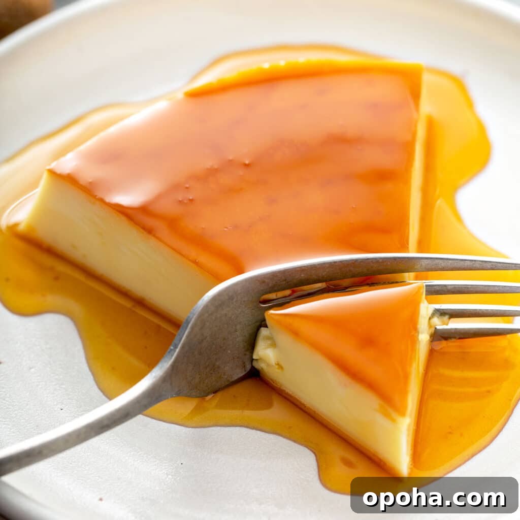 14 Delicious Easter Recipes to Make at Home 14 Rich and creamy flan with caramel on a white plate
