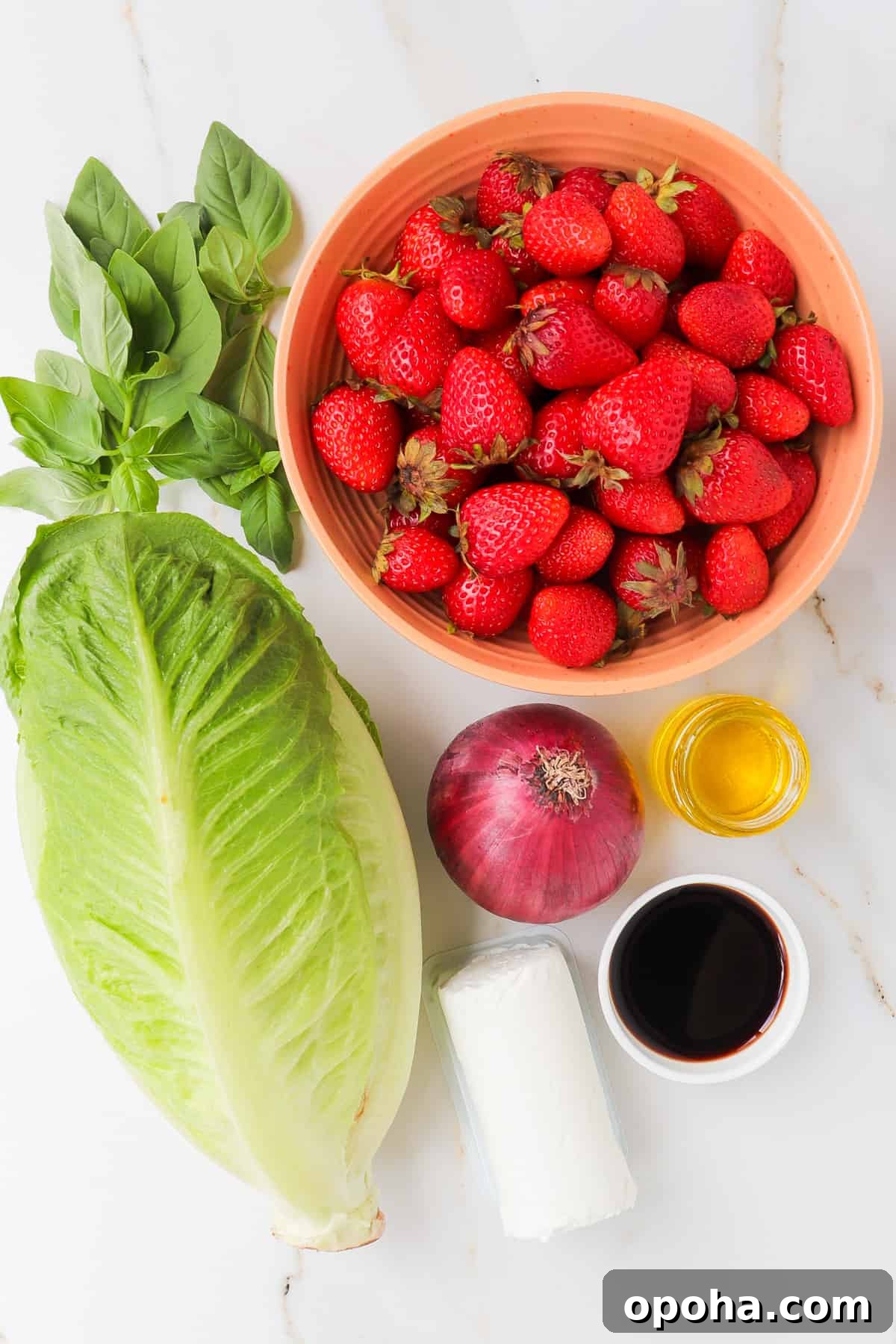 Strawberry and Goat Cheese Salad with Balsamic Glaze 4 Ingredients shown to make the strawberry goat cheese salad.