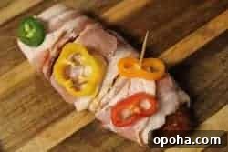 Juicy Bacon-Wrapped Chicken Breast Recipe for Dinner 14 wrapped in bacon with sweet pepper rings