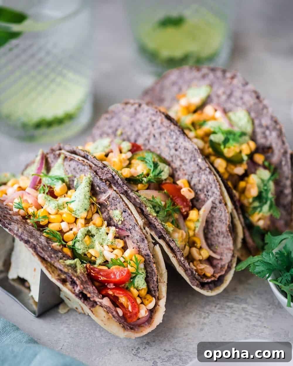 Double Decker Black Bean and Corn Salad Tacos