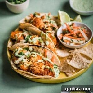 Crispy Spicy Cauliflower Tacos with Jicama-Carrot Slaw
