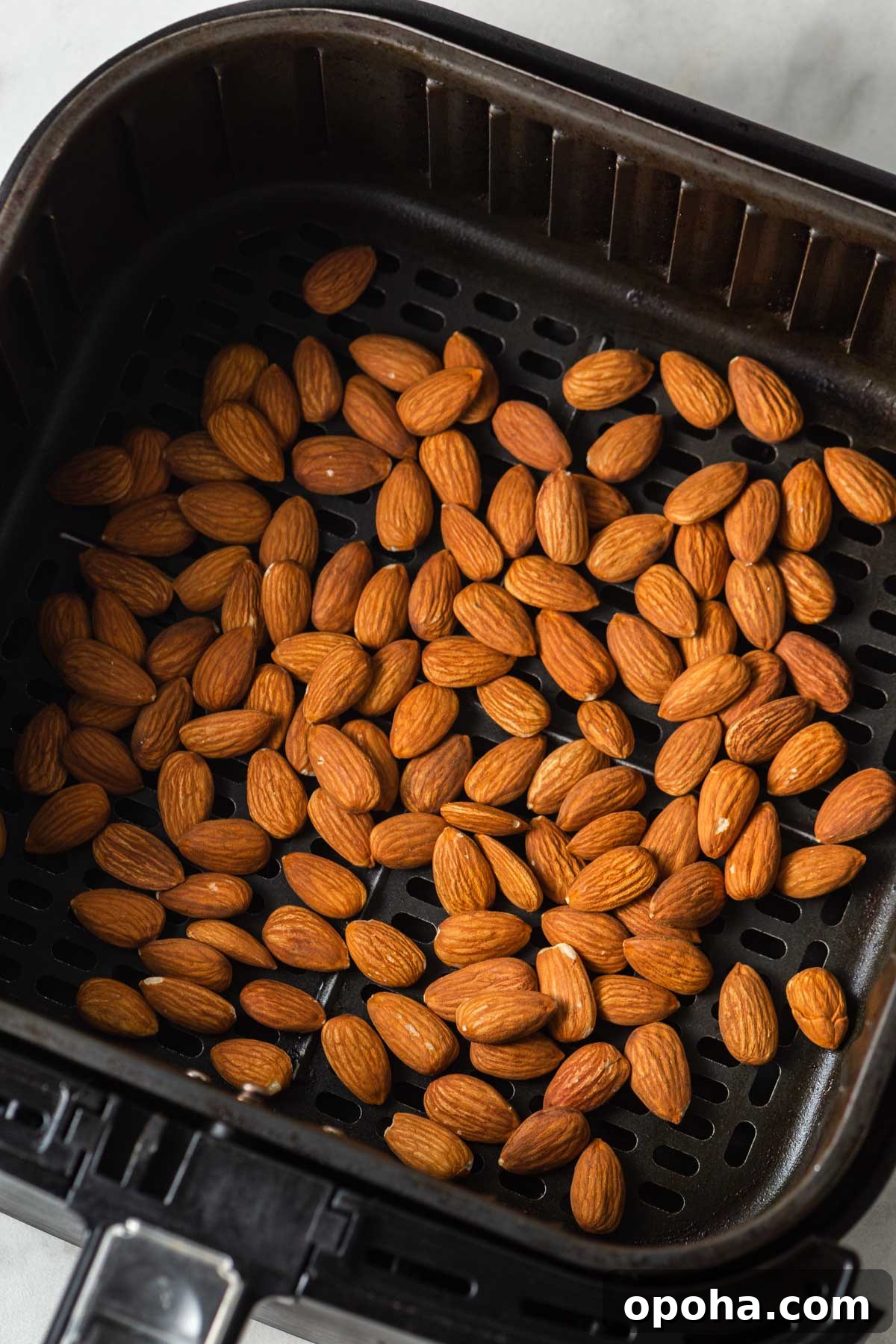 Almonds in an air fryer.