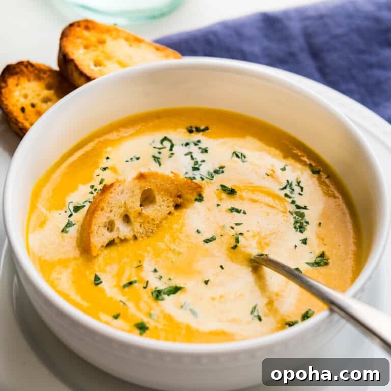 Ginger Curry Parsnip and Carrot Soup Recipe 7 Parsnip and carrot soup with ginger and curry in a bowl.
