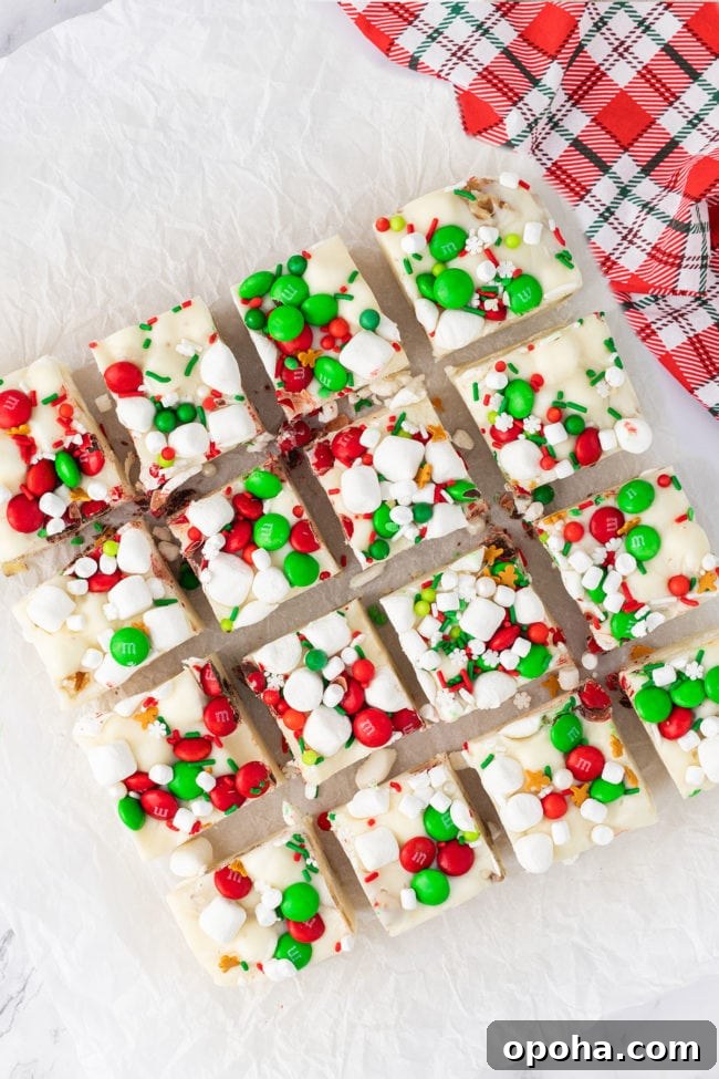 Christmas fudge cut into 16 servings