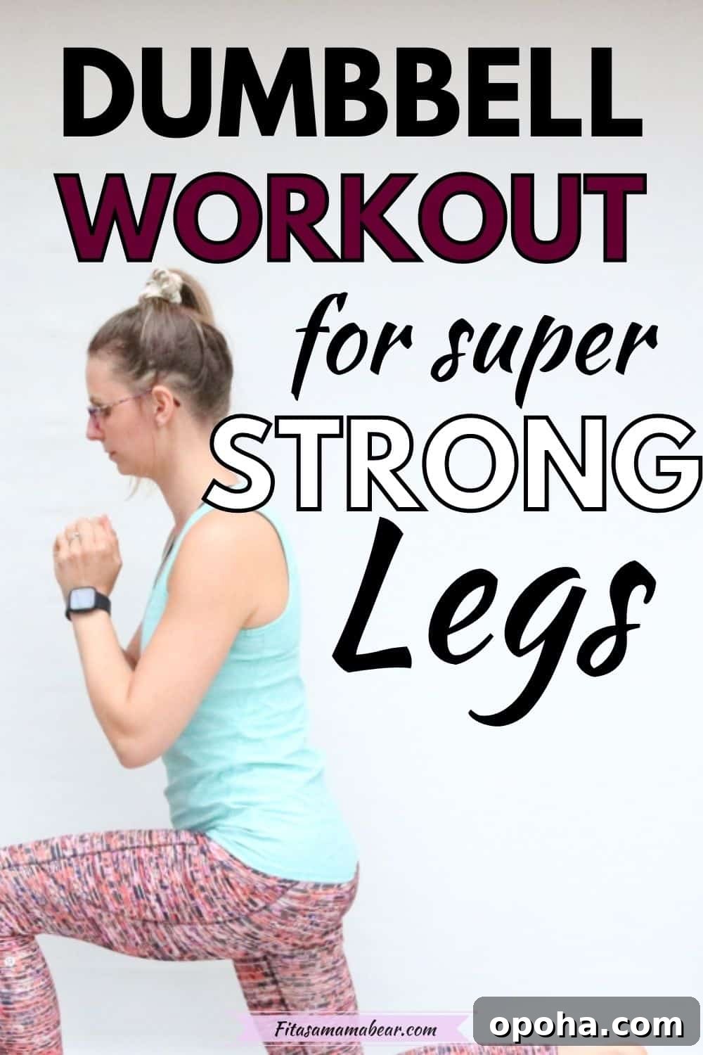 Pinterest image with text: woman in green shirt and orange leggings performing a lunge