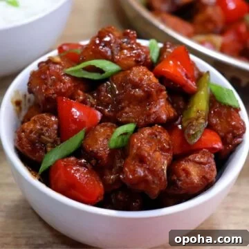 chinese chilli chicken dry served in a white bowl. It is placed on a table.