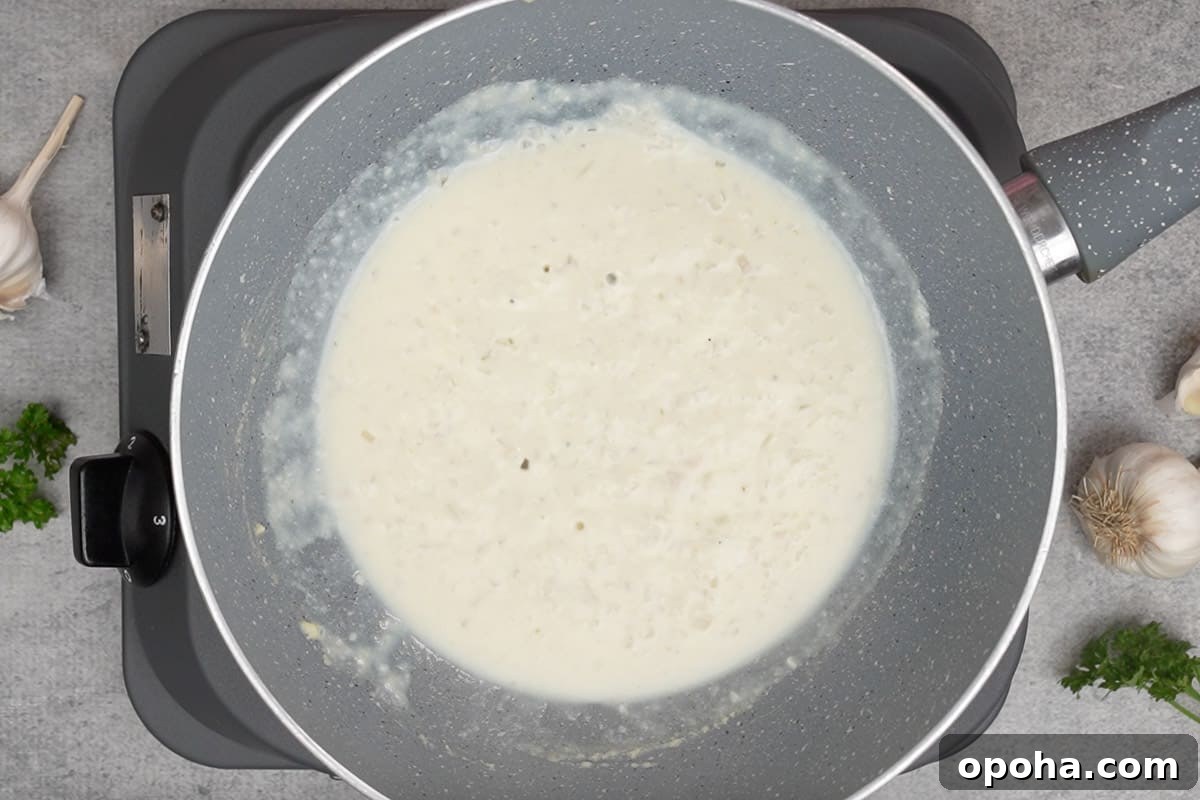 Thickened mixture.