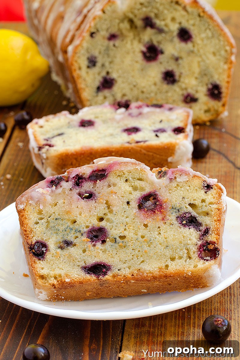 Lemon Blueberry Bread - on the plate