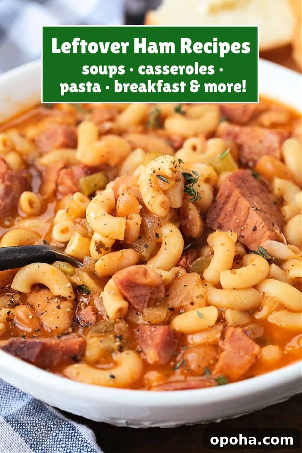 Creative Leftover Ham Recipes for Quick Weeknight Meals 2 pasta fagioli in a bowl with spoon