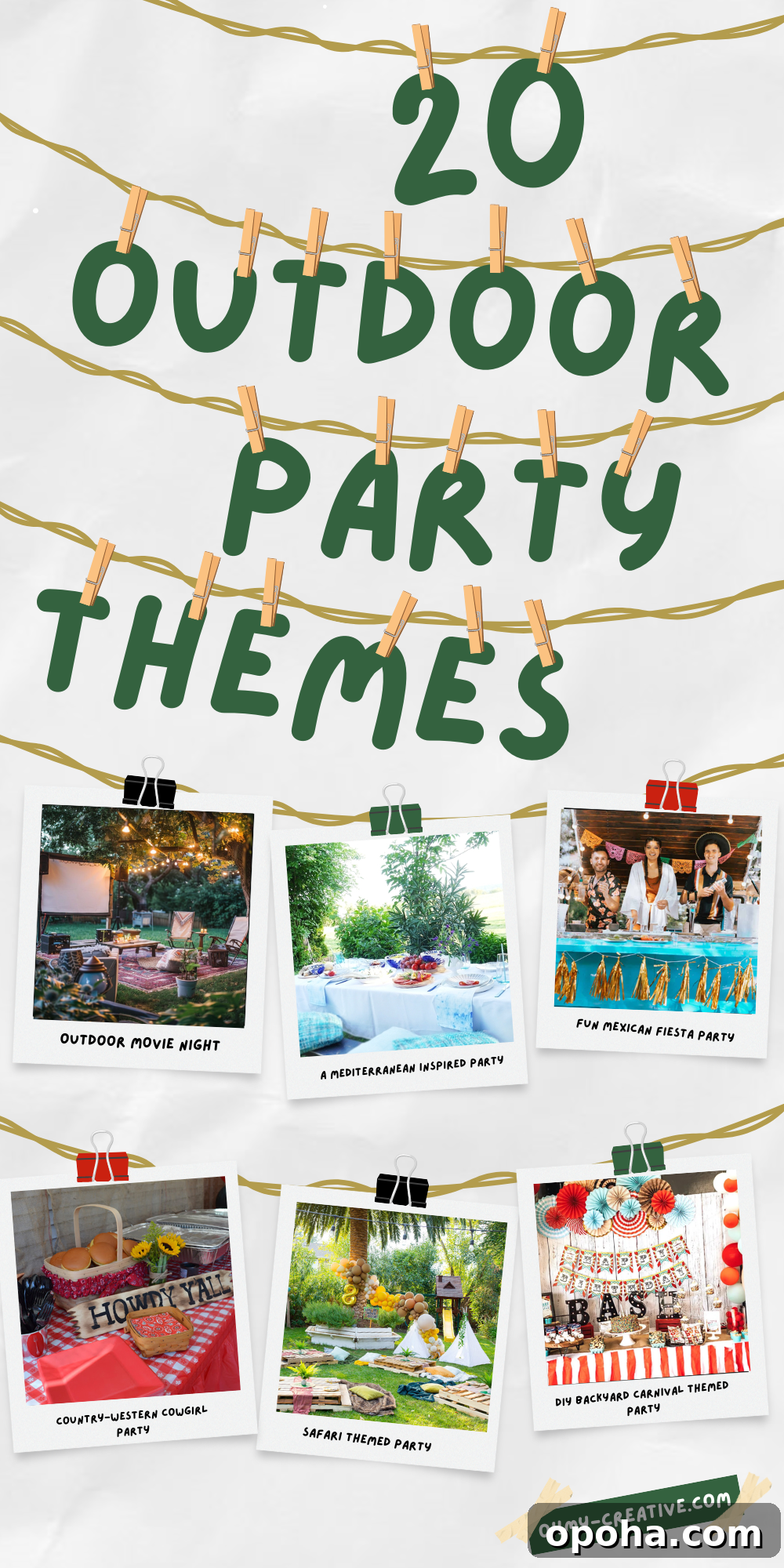20 Outdoor Party Themes for Every Occasion 2 A collage of different party ideas you can plan outdoors to make your event the talk of the town!