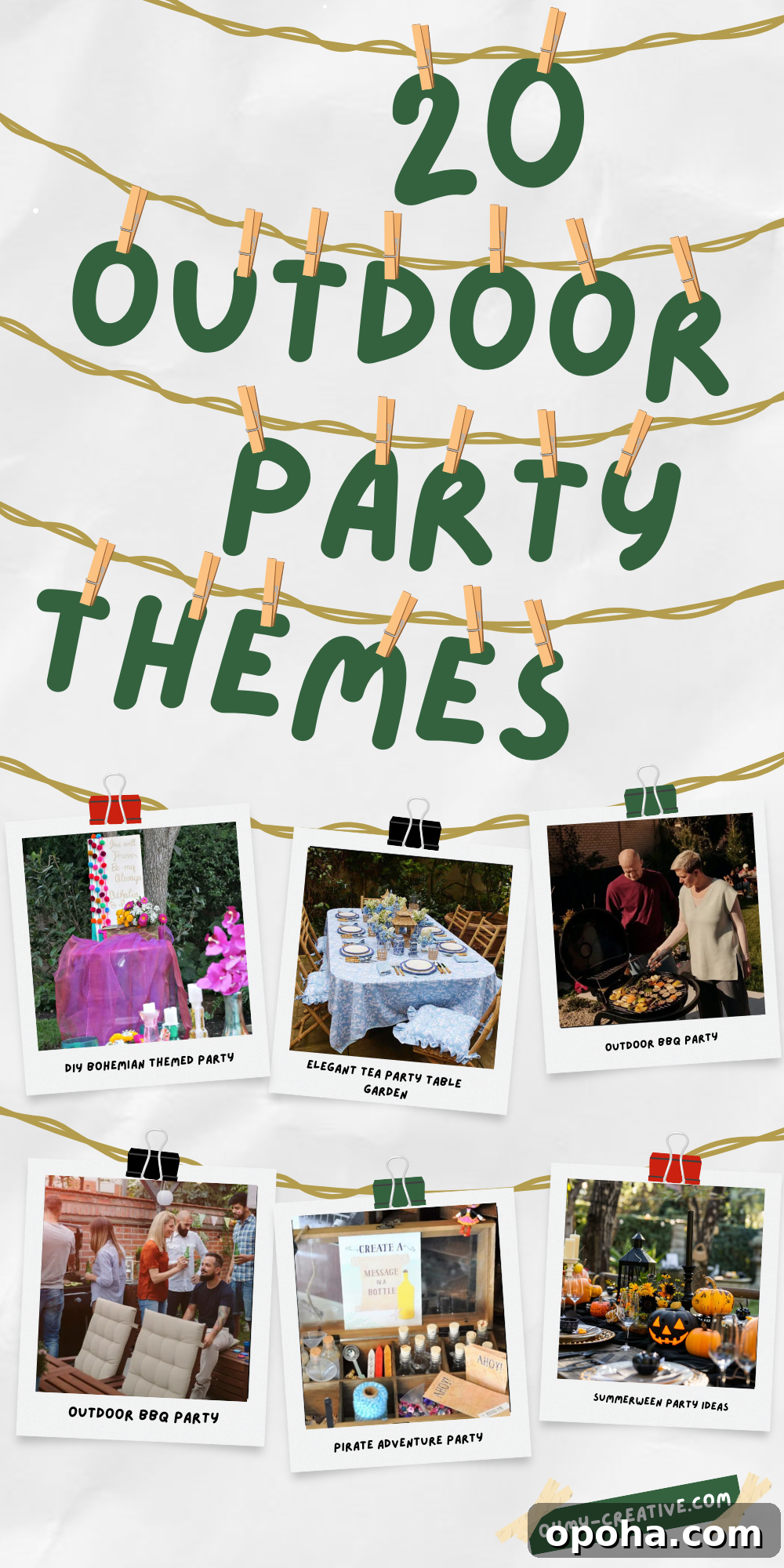 20 Outdoor Party Themes for Every Occasion 3 A collage of different party ideas you can plan outdoors to make your event the talk of the town!