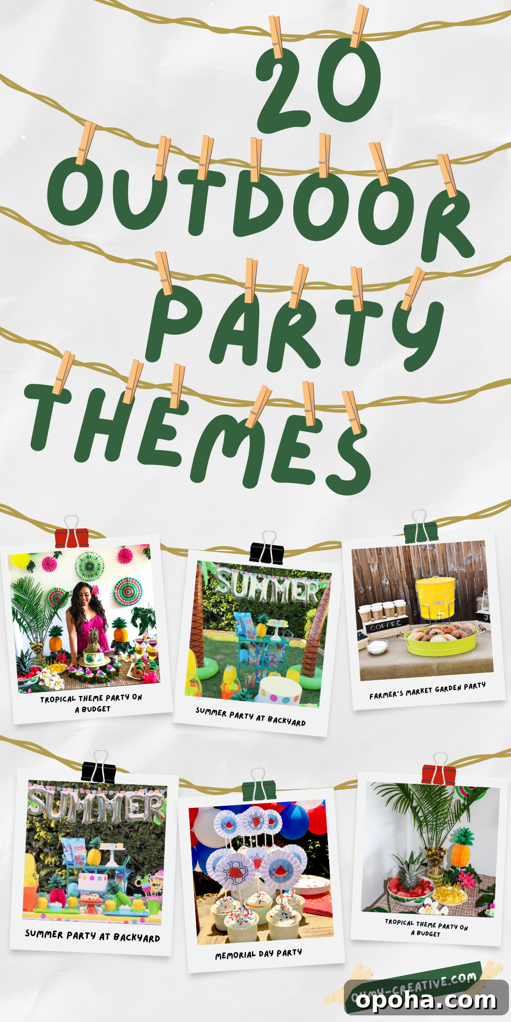 20 Outdoor Party Themes for Every Occasion 5 A collage of different party ideas you can plan outdoors to make your event the talk of the town!