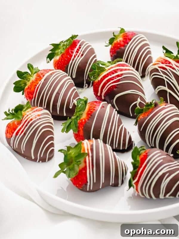 Japanese Fruit Sandwich (Strawberry Sando): How to Make フルーツサンド 19 chocolate covered strawberries decorated with white chocolate drizzle on a white plate
