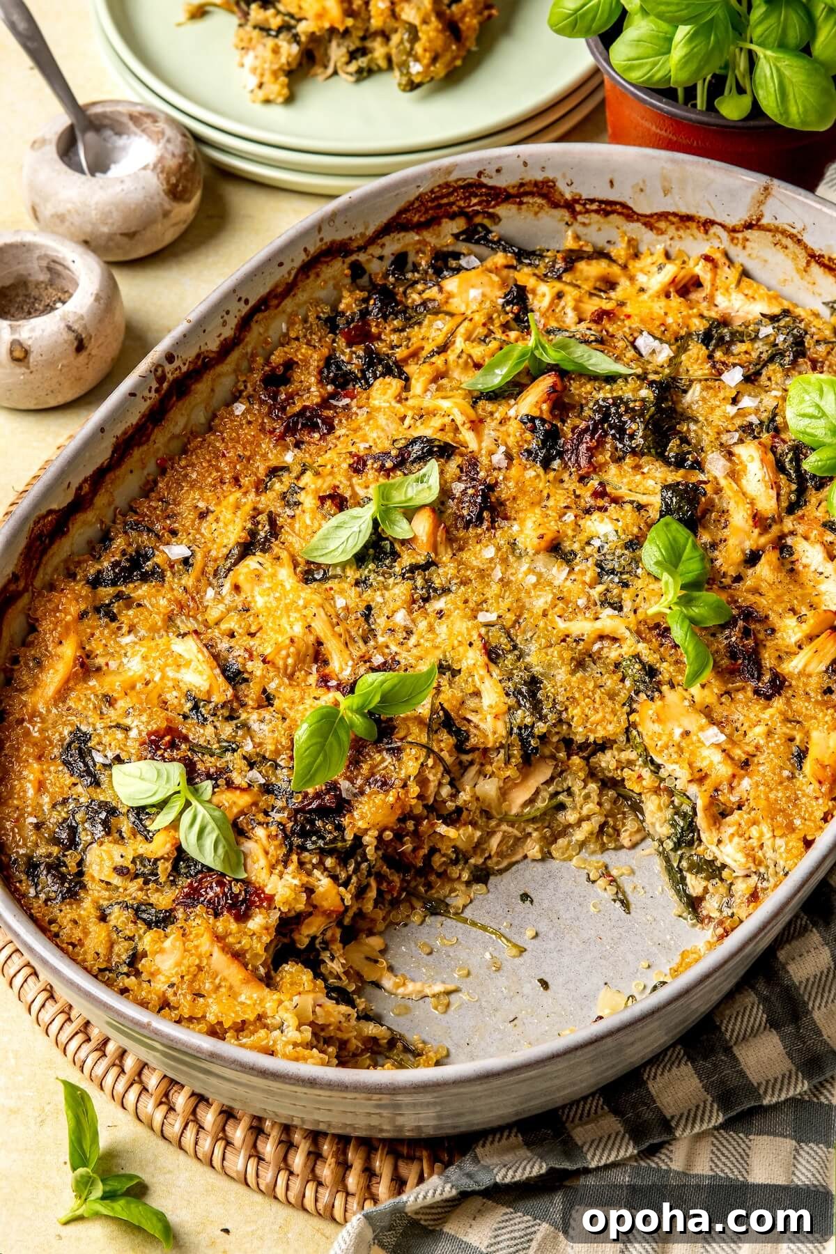 Tuscan Chicken Quinoa Bake - Olivia Adriance