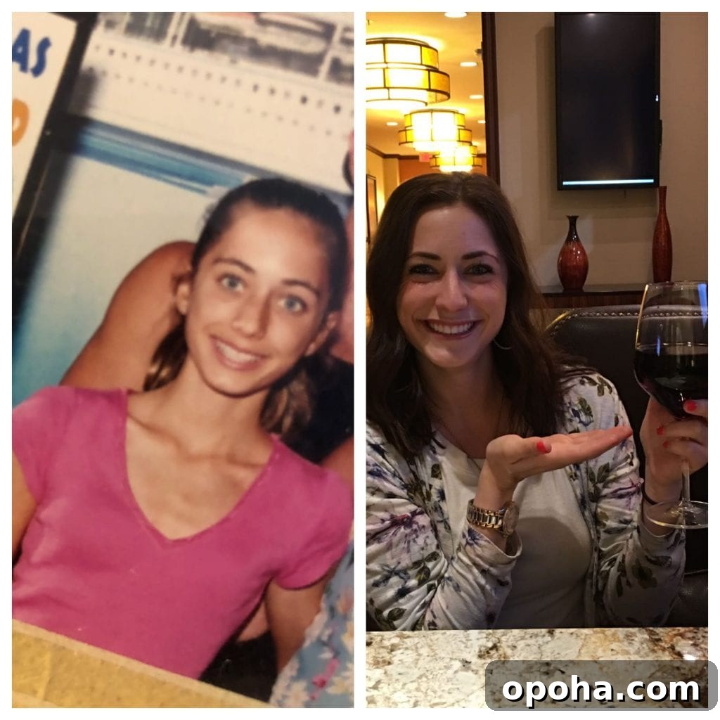 comparison photo of a girl, one photo very skinny, one photo drinking wine