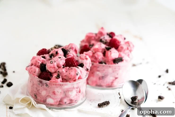 Raspberry Oreo Fluff Dessert Recipe: Creamy No-Bake Treat 3 Raspberry Oreo Fluff close-up