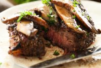 Pepper-Crusted Steak with Glazed Portobello Mushrooms Recipe