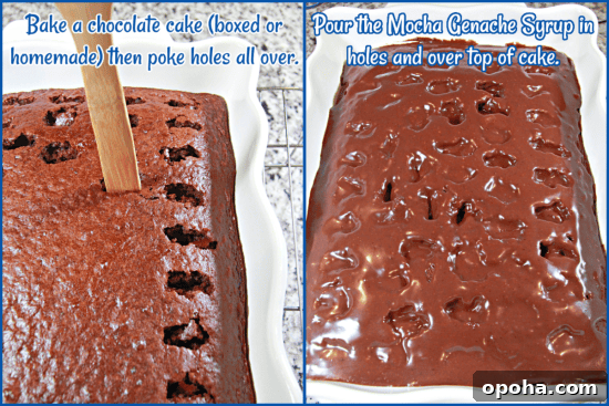 Chocolate Marshmallow Poke Cake is fun to make with the different layers of chocolaty goodness and whipped cream.