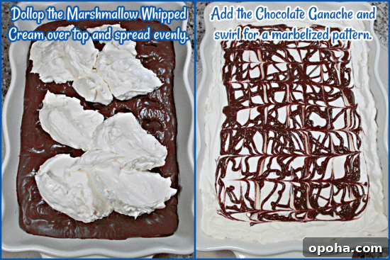 Chocolate Marshmallow Poke Cake is a chocolate lover's dream with layers of chocolaty goodness topped with whipped cream and ganache.