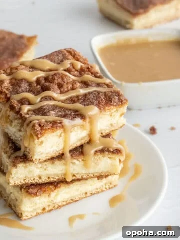 Sopapilla Cheesecake with a drizzle of dulce de leche on top.