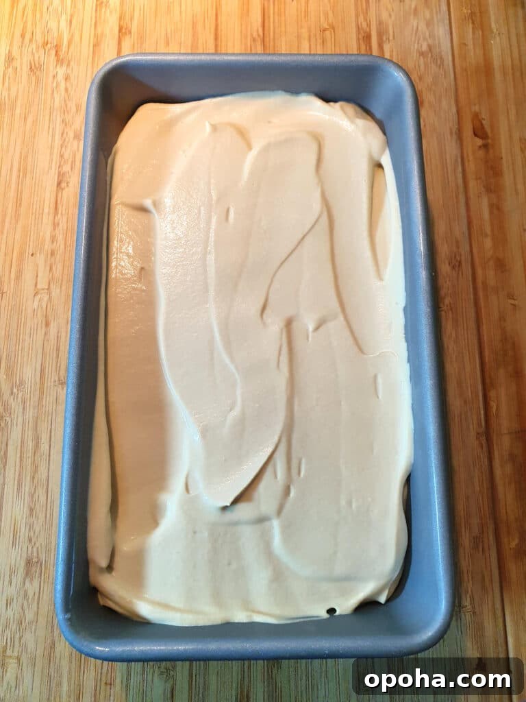 ice cream in pan ready to freeze