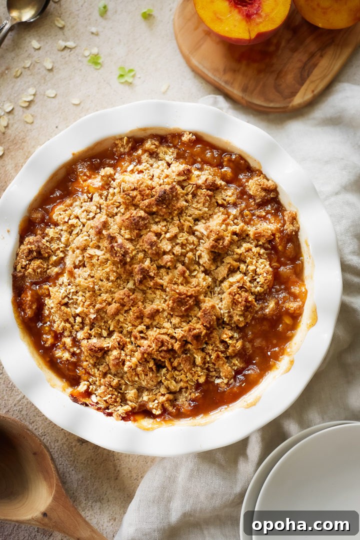 fresh baked old fashioned peach crisp